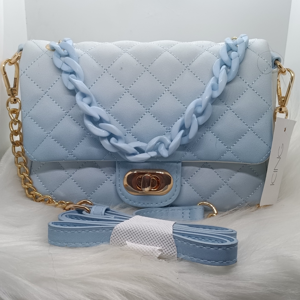 Icing Light Blue Quilted Chain Bag